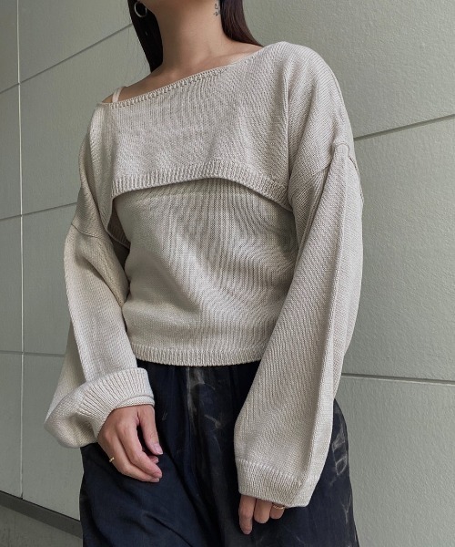 AMAIL(アマイル)の「Minimam love set(ニット/セーター・レディース・ブラック/ベージュ/ブルー・FREE)」の2枚目の写真