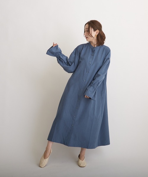 PAPAVER(パパヴェル)の「【papaver】袖ボリュームOP(ワンピース・レディース・カーキ/ブルー/スミクロ・MEDIUM)」の4枚目の写真