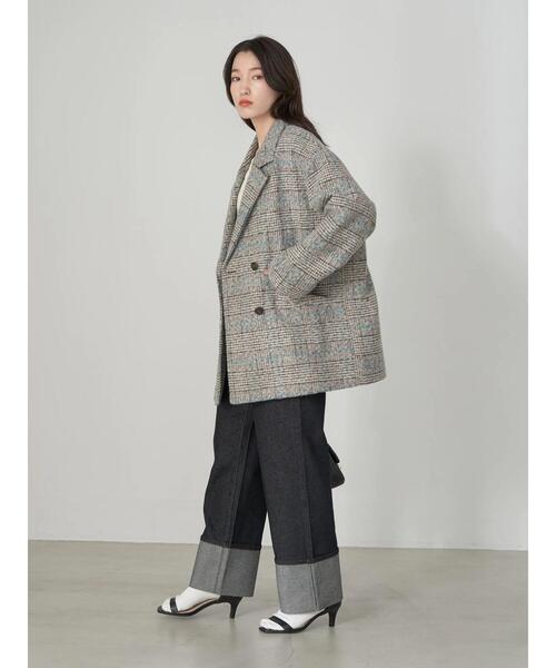 earth music&ecology(アースミュージックアンドエコロジー)の「ループヤーンダブルジャケット(その他アウター・レディース・ネイビー/その他1/チェック・FREE)」の11枚目の写真