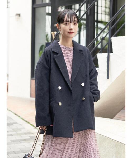 earth music&ecology(アースミュージックアンドエコロジー)の「ループヤーンダブルジャケット(その他アウター・レディース・ネイビー/その他1/チェック・FREE)」の12枚目の写真