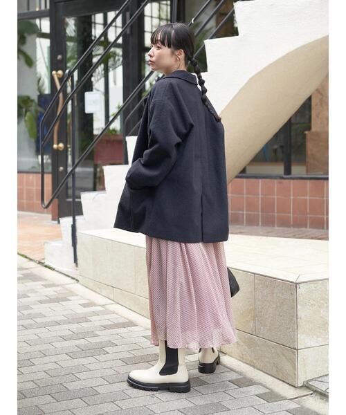 earth music&ecology(アースミュージックアンドエコロジー)の「ループヤーンダブルジャケット(その他アウター・レディース・ネイビー/その他1/チェック・FREE)」の18枚目の写真