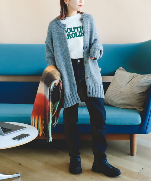 B:MING by BEAMS（ビーミングバイビームス）の「B:MING by BEAMS / ミックス チェック マフラー（マフラー・レディース・グリーン/オレンジ・ONE SIZE）」の5枚目の写真