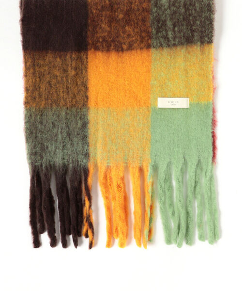 B:MING by BEAMS（ビーミングバイビームス）の「B:MING by BEAMS / ミックス チェック マフラー（マフラー・レディース・グリーン/オレンジ・ONE SIZE）」の12枚目の写真