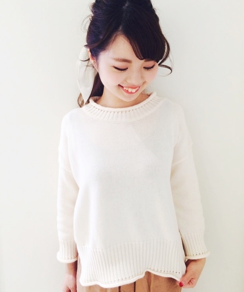 Kastane（カスタネ）の「【Kastane】リブロールプルオーバー（ニット/セーター・レディース・ピンク/グレー/サックスブルー/アイボリー・FREE）」の2枚目の写真