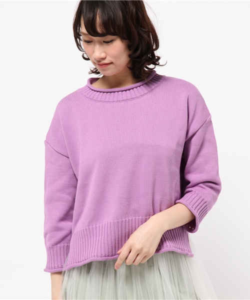 Kastane（カスタネ）の「【Kastane】リブロールプルオーバー（ニット/セーター・レディース・ピンク/グレー/サックスブルー/アイボリー・FREE）」の4枚目の写真