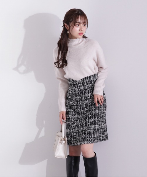 PROPORTION BODY DRESSING(プロポーションボディドレッシング)の「ハイウエストラメツイードミニスカート/1212220513(スカート・レディース・グレー/ブラック・MEDIUM/SMALL/X-SMALL)」の1枚目の写真
