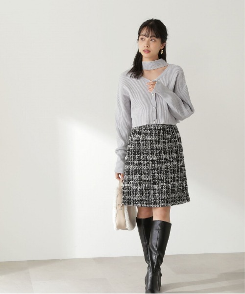 PROPORTION BODY DRESSING(プロポーションボディドレッシング)の「ハイウエストラメツイードミニスカート/1212220513(スカート・レディース・グレー/ブラック・MEDIUM/SMALL/X-SMALL)」の4枚目の写真