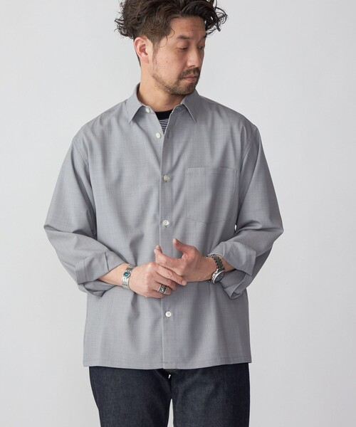 SHIPS(シップス)の「SHIPS:〈洗濯機可能〉TECH PLUS(R) WOOL リラックスフィット レギュラーカラーシャツ(シャツ/ブラウス・メンズ・ダークグレー/ライトグレー/ライトブルー/オフホワイト/ブルー・SMALL/MEDIUM/LARGE/X-LARGE)」の3枚目の写真