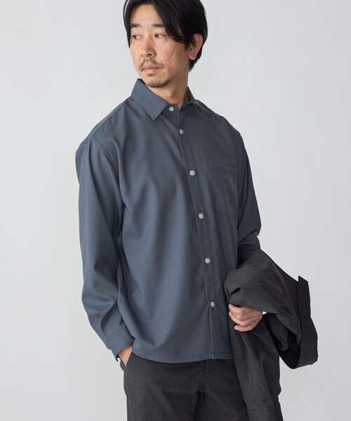 SHIPS(シップス)の「SHIPS:〈洗濯機可能〉TECH PLUS(R) WOOL リラックスフィット レギュラーカラーシャツ(シャツ/ブラウス・メンズ・ダークグレー/ライトグレー/ライトブルー/オフホワイト/ブルー・SMALL/MEDIUM/LARGE/X-LARGE)」の5枚目の写真