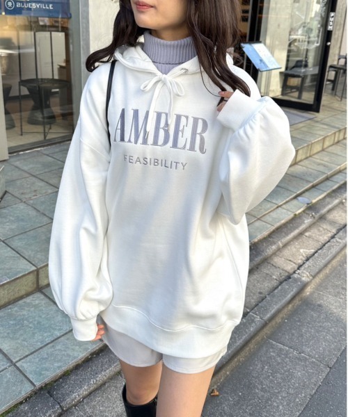 OLIVE des OLIVE（オリーブデオリーブ）の「裏起毛フーディチュニック（パーカー・レディース・グレー/ブラック/オフホワイト・FREE）」の8枚目の写真