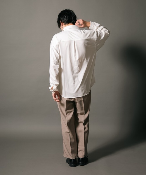 UNIIT(ユニット)の「【UNIIT/ユニット】ポリストレッチ 切り替え ルーズシルエット ビッグシルエット シャツ 幾何学模様 ジオメトリック 韓国ファッション モードファッション キレイ目(シャツ/ブラウス・メンズ・ホワイト/ブラック/ベージュ・MEDIUM/LARGE)」の14枚目の写真