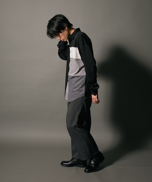 UNIIT(ユニット)の「【UNIIT/ユニット】ポリストレッチ 切り替え ルーズシルエット ビッグシルエット シャツ 幾何学模様 ジオメトリック 韓国ファッション モードファッション キレイ目(シャツ/ブラウス・メンズ・ホワイト/ブラック/ベージュ・MEDIUM/LARGE)」の19枚目の写真