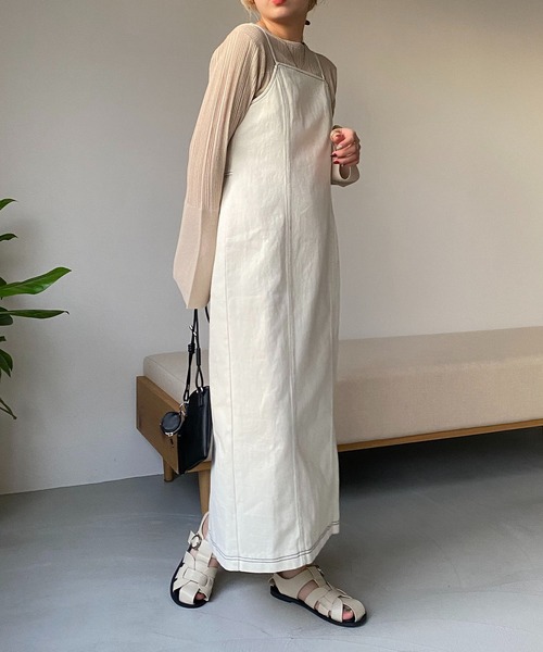 CAPRICIEUX LE'MAGE（カプリシューレマージュ）の「デニムキャミワンピース（ワンピース・レディース・オフホワイト/ブラック・FREE）」の16枚目の写真