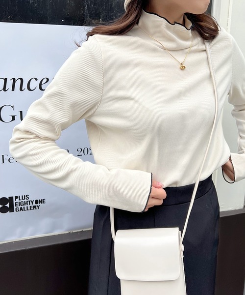 Lamoa(ラモア)の「Lamoa/メロー ハイネック バイカラー リブニット(ニット/セーター・レディース・アイボリー/ブラック・MEDIUM)」の12枚目の写真