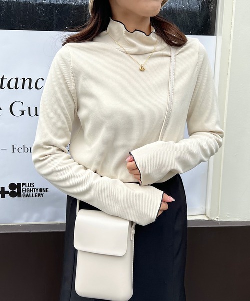 Lamoa(ラモア)の「Lamoa/メロー ハイネック バイカラー リブニット(ニット/セーター・レディース・アイボリー/ブラック・MEDIUM)」の13枚目の写真