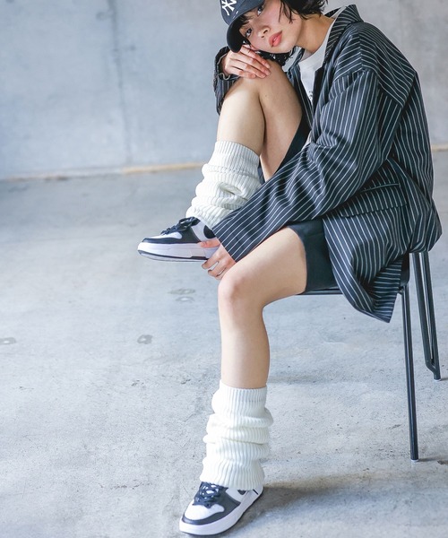 PAGEBOY（ページボーイ）の「ニットレッグウォーマー（レッグウォーマー・レディース・ピンク/オフホワイト/ブラック・FREE）」の4枚目の写真