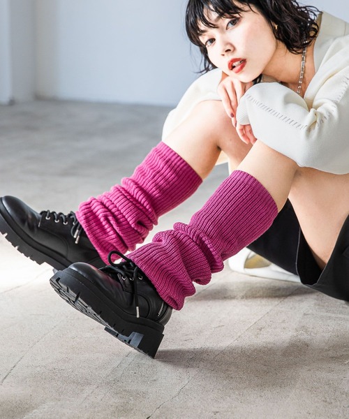 PAGEBOY（ページボーイ）の「ニットレッグウォーマー（レッグウォーマー・レディース・ピンク/オフホワイト/ブラック・FREE）」の12枚目の写真