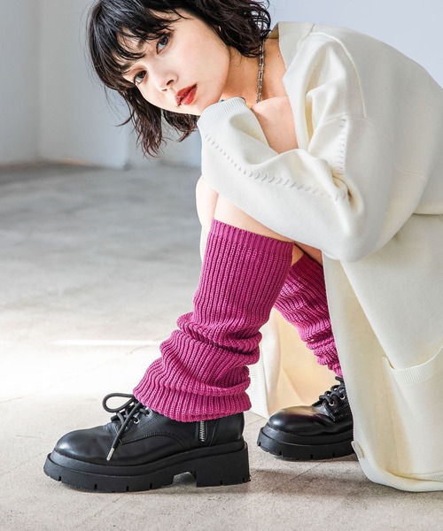 PAGEBOY（ページボーイ）の「ニットレッグウォーマー（レッグウォーマー・レディース・ピンク/オフホワイト/ブラック・FREE）」の13枚目の写真