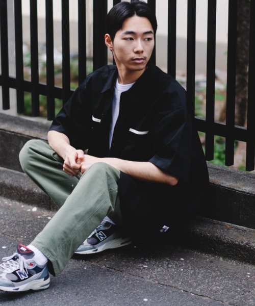 Dickies（ディッキーズ）の「【Dickies】ワークシャツ（半袖 ）/ ディッキーズ ワイドシルエットシャツ（シャツ/ブラウス・メンズ・ブラック/ピンク系/オレンジ/ミント・S/M/L）」の2枚目の写真