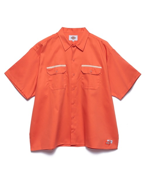 Dickies（ディッキーズ）の「【Dickies】ワークシャツ（半袖 ）/ ディッキーズ ワイドシルエットシャツ（シャツ/ブラウス・メンズ・ブラック/ピンク系/オレンジ/ミント・S/M/L）」の5枚目の写真