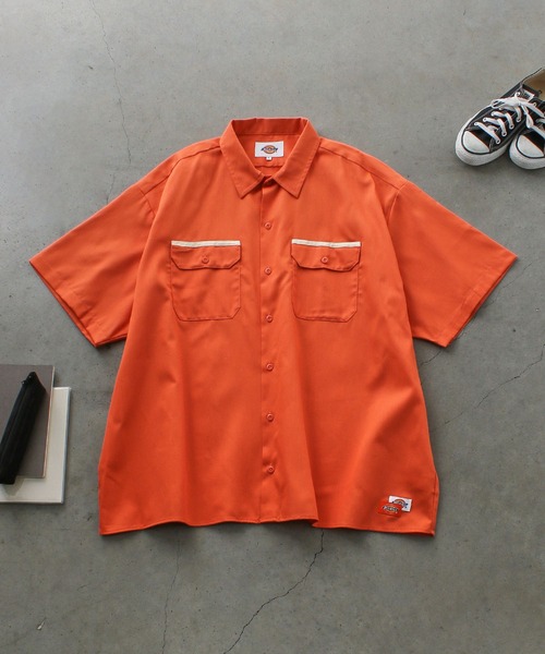 Dickies（ディッキーズ）の「【Dickies】ワークシャツ（半袖 ）/ ディッキーズ ワイドシルエットシャツ（シャツ/ブラウス・メンズ・ブラック/ピンク系/オレンジ/ミント・S/M/L）」の17枚目の写真