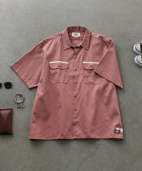 Dickies（ディッキーズ）の「【Dickies】ワークシャツ（半袖 ）/ ディッキーズ ワイドシルエットシャツ（シャツ/ブラウス・メンズ・ブラック/ピンク系/オレンジ/ミント・S/M/L）」の16枚目の写真