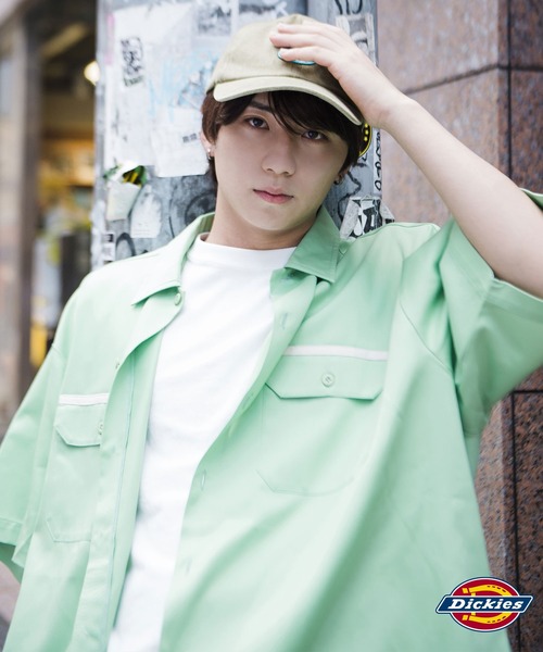 Dickies（ディッキーズ）の「【Dickies】ワークシャツ（半袖 ）/ ディッキーズ ワイドシルエットシャツ（シャツ/ブラウス・メンズ・ブラック/ピンク系/オレンジ/ミント・S/M/L）」の21枚目の写真