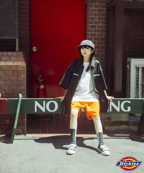 Dickies（ディッキーズ）の「【Dickies】ワークシャツ（半袖 ）/ ディッキーズ ワイドシルエットシャツ（シャツ/ブラウス・メンズ・ブラック/ピンク系/オレンジ/ミント・S/M/L）」の20枚目の写真