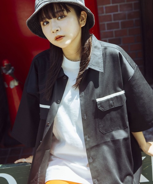 Dickies（ディッキーズ）の「【Dickies】ワークシャツ（半袖 ）/ ディッキーズ ワイドシルエットシャツ（シャツ/ブラウス・メンズ・ブラック/ピンク系/オレンジ/ミント・S/M/L）」の19枚目の写真