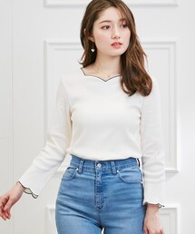 couture brooch | ハートネックテレコカットソー(Tシャツ/カットソー)