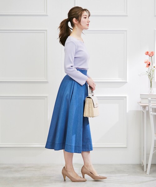 couture brooch（クチュールブローチ）の「◆【カーデやジャケットインにも◎】ハートネックテレコカットソー（Tシャツ/カットソー・レディース・パープル/アイボリー/ブラック・38/42）」の19枚目の写真