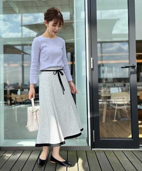 couture brooch（クチュールブローチ）の「◆【カーデやジャケットインにも◎】ハートネックテレコカットソー（Tシャツ/カットソー・レディース・パープル/アイボリー/ブラック・38/42）」の13枚目の写真