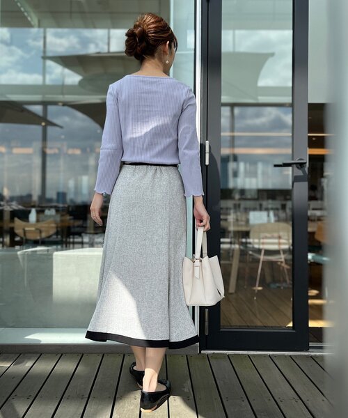 couture brooch（クチュールブローチ）の「◆【カーデやジャケットインにも◎】ハートネックテレコカットソー（Tシャツ/カットソー・レディース・パープル/アイボリー/ブラック・38/42）」の7枚目の写真