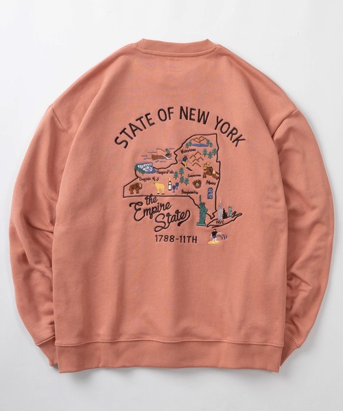 make a ray!(メイク ア レイ!)の「ビッグシルエット STATE OF NEW YORK バック&ワンポイント サガラ刺繍 スウェット/ バックデザイントレーナー/裏毛(スウェット・メンズ・アッシュグレー/ライトブルー/サーモンピンク・M/L)」の10枚目の写真
