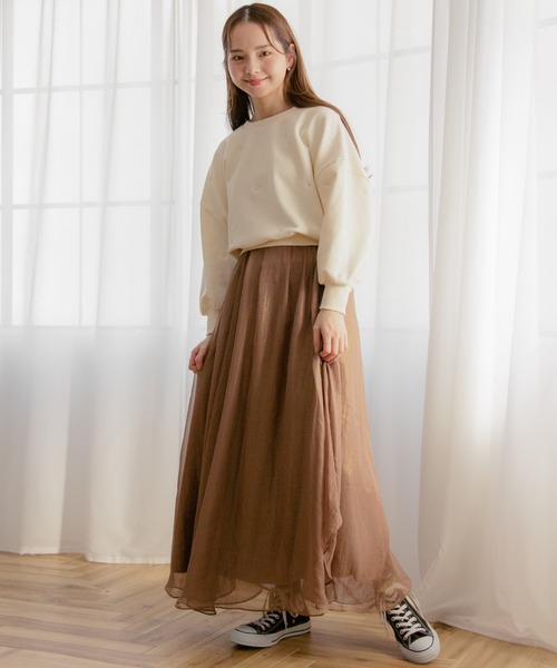 flower（フラワー）の「スウィーティーエンブロイダリースウェット（スウェット・レディース・アイボリー/グレー・FREE）」の15枚目の写真