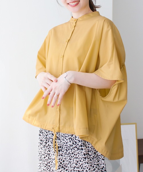 Social GIRL(ソーシャルガール)の「ギャザーフレンチスリーブバックテールムジストライプシャツ(シャツ/ブラウス・レディース・ストライプ/イエロー/オフホワイト/グレイッシュベージュ・M)」の3枚目の写真