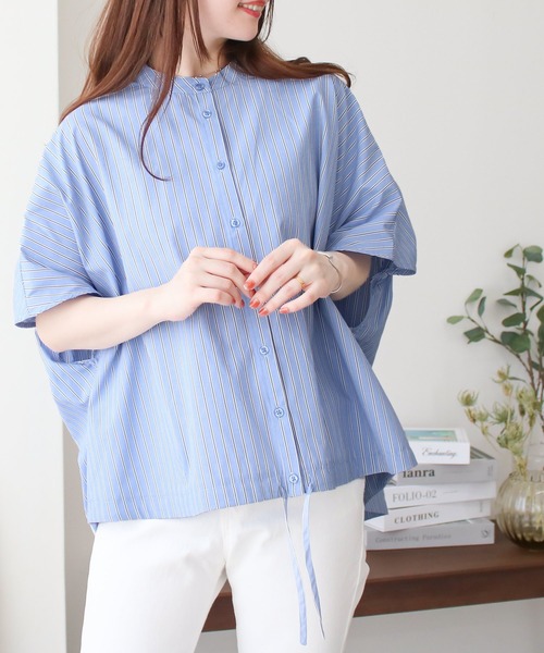 Social GIRL(ソーシャルガール)の「ギャザーフレンチスリーブバックテールムジストライプシャツ(シャツ/ブラウス・レディース・ストライプ/イエロー/オフホワイト/グレイッシュベージュ・M)」の13枚目の写真