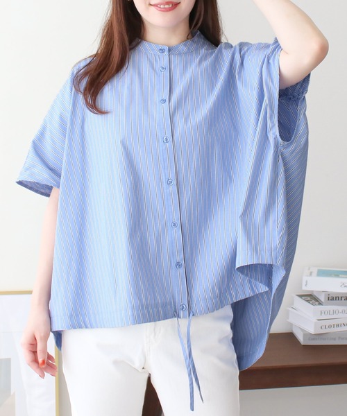 Social GIRL(ソーシャルガール)の「ギャザーフレンチスリーブバックテールムジストライプシャツ(シャツ/ブラウス・レディース・ストライプ/イエロー/オフホワイト/グレイッシュベージュ・M)」の14枚目の写真