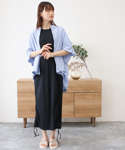 Social GIRL(ソーシャルガール)の「ギャザーフレンチスリーブバックテールムジストライプシャツ(シャツ/ブラウス・レディース・ストライプ/イエロー/オフホワイト/グレイッシュベージュ・M)」の15枚目の写真