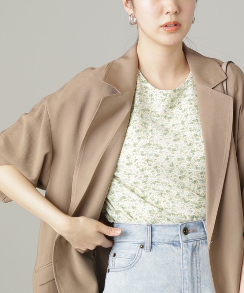 FREE'S MART(フリーズマート)の「◆【セットアップ対応】オーバーサイズルーズ半袖ジャケット(テーラードジャケット・レディース・イエロー/ブラック/ベージュ・MEDIUM/SMALL)」の6枚目の写真