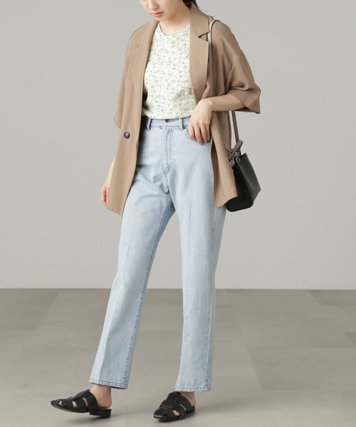 FREE'S MART(フリーズマート)の「◆【セットアップ対応】オーバーサイズルーズ半袖ジャケット(テーラードジャケット・レディース・イエロー/ブラック/ベージュ・MEDIUM/SMALL)」の10枚目の写真