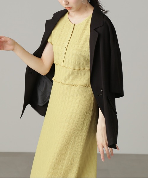 FREE'S MART(フリーズマート)の「◆【セットアップ対応】オーバーサイズルーズ半袖ジャケット(テーラードジャケット・レディース・イエロー/ブラック/ベージュ・MEDIUM/SMALL)」の14枚目の写真