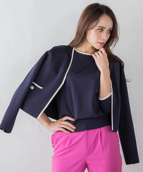 Viaggio Blu(ビアッジョブルー)の「ニットジャケット風カーディガン《手洗い可能》(カーディガン/ボレロ)」 - WEAR