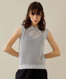 【rito structure/リトストラクチャー】スリーブレスメッシュニット