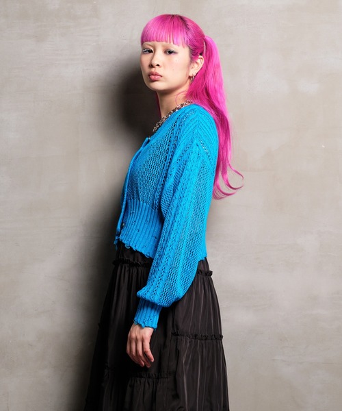 VeLV（ヴェルヴ）の「2wayダメージニットカーデ（ニット/セーター・レディース・ブルー/ライトグリーン/ブラック・FREE）」の17枚目の写真