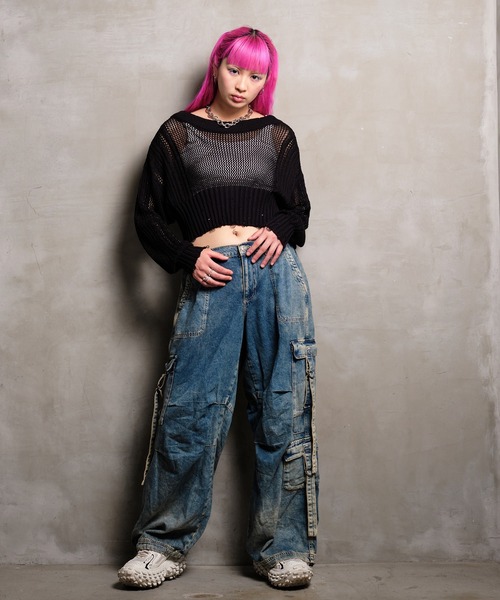 VeLV（ヴェルヴ）の「2wayダメージニットカーデ（ニット/セーター・レディース・ブルー/ライトグリーン/ブラック・FREE）」の10枚目の写真