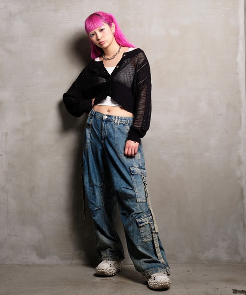 VeLV（ヴェルヴ）の「2wayダメージニットカーデ（ニット/セーター・レディース・ブルー/ライトグリーン/ブラック・FREE）」の19枚目の写真