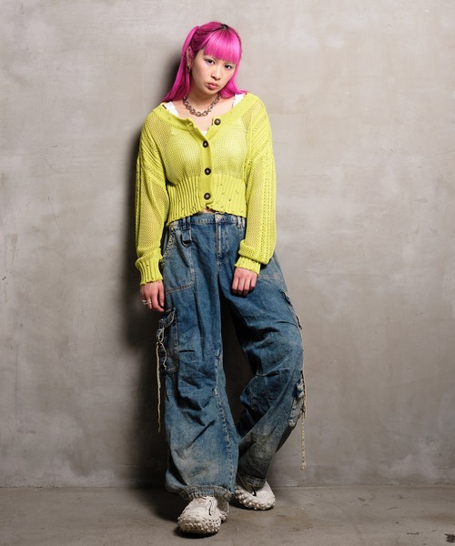 VeLV（ヴェルヴ）の「2wayダメージニットカーデ（ニット/セーター・レディース・ブルー/ライトグリーン/ブラック・FREE）」の20枚目の写真