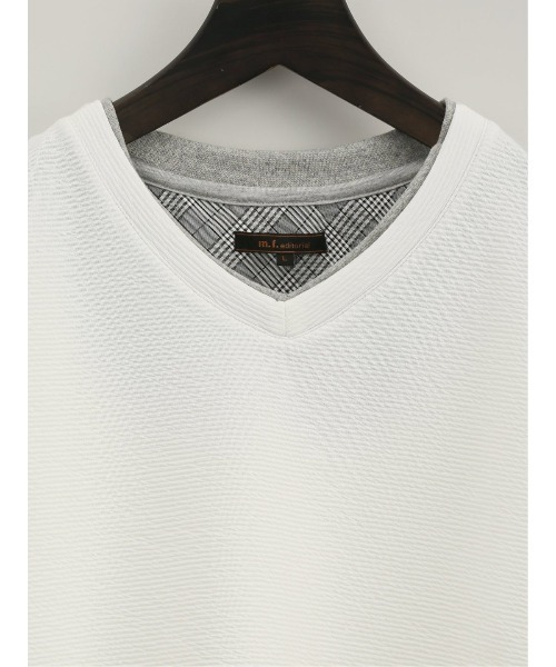 m.f.editorial（エムエフエディトリアル）の「【ストレッチ】m.f.エディトリアル メンズ ドライリップル Vネック半袖Tシャツ（Tシャツ/カットソー・メンズ・ネイビー/ホワイト/ブルー・X-LARGE/MEDIUM/LARGE）」の5枚目の写真