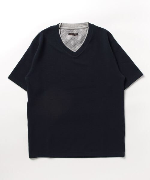 m.f.editorial（エムエフエディトリアル）の「【ストレッチ】m.f.エディトリアル メンズ ドライリップル Vネック半袖Tシャツ（Tシャツ/カットソー・メンズ・ネイビー/ホワイト/ブルー・X-LARGE/MEDIUM/LARGE）」の17枚目の写真